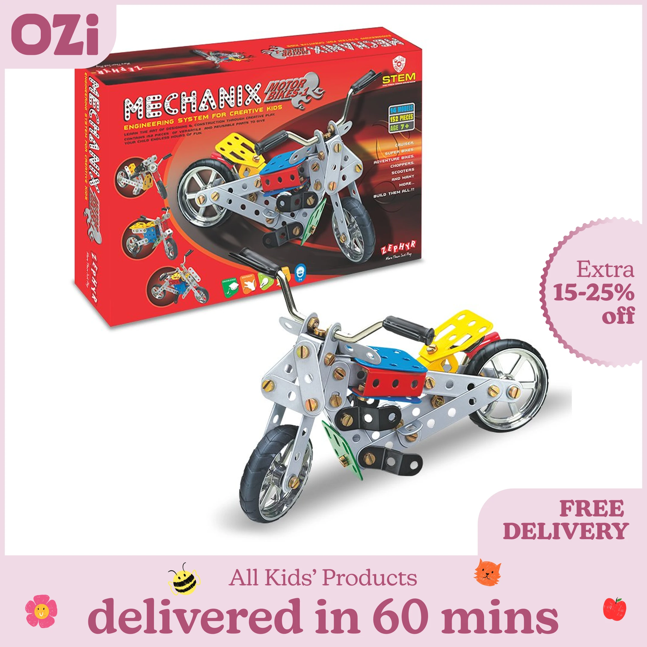 Buy ZEPHYR Mechanix Motorbikes-1 Construction Set, Multicolor, 7Y+